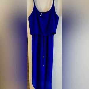 Blue Adjustable Strap Summer Dress